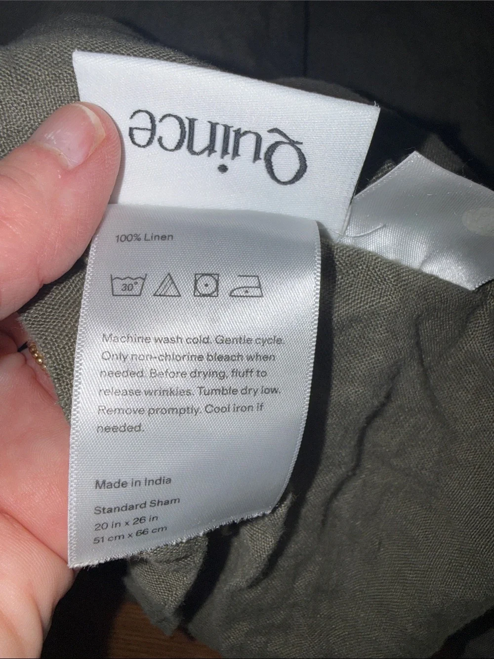 EUC Quince European Linen Pillowcases Dusty Olive Standard Set of 2